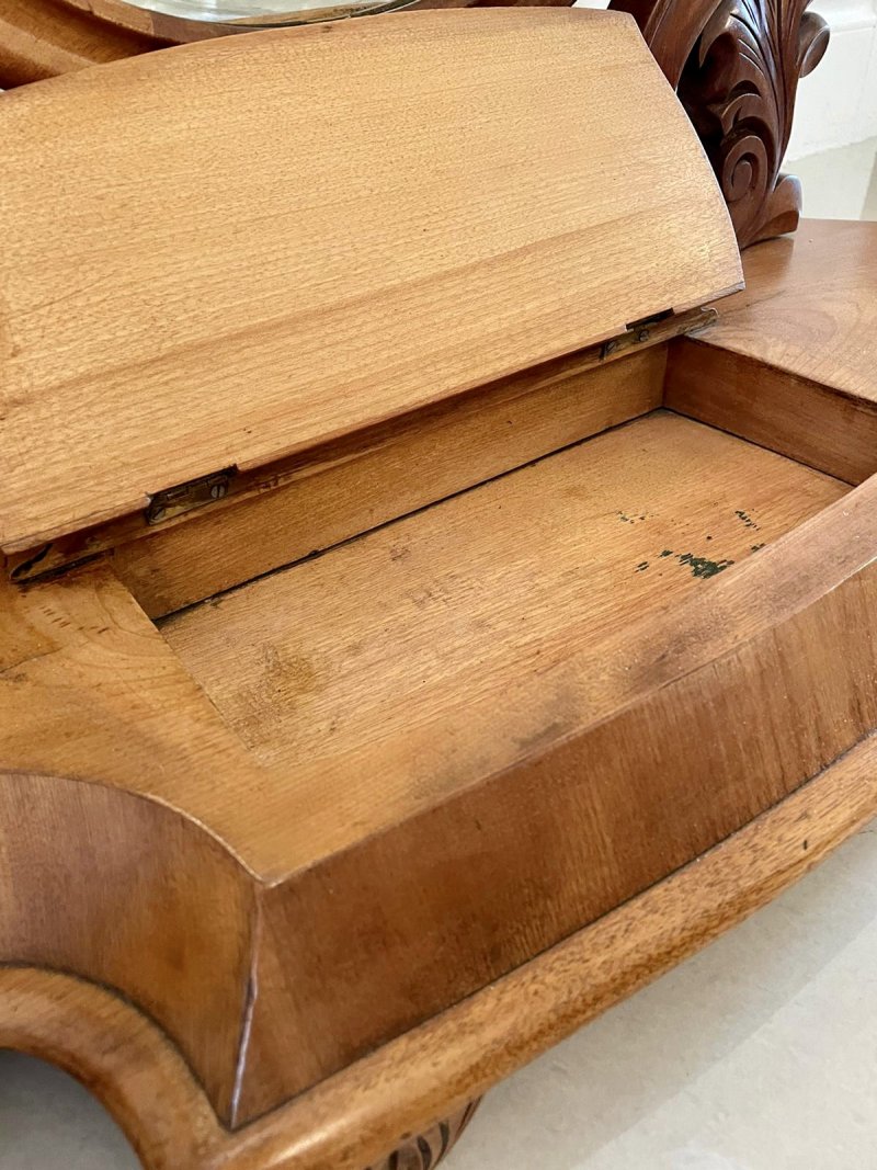 Antique Quality Victorian Satin Birch Carved Swing Mirror - Image 9